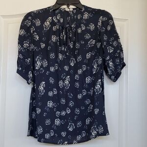 Treasure & Bond Navy and White Floral Blouse